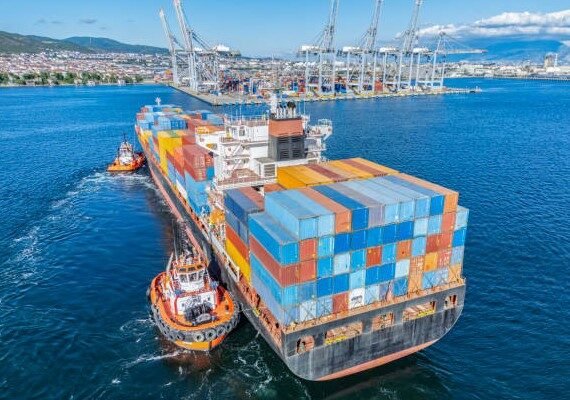container ship at port