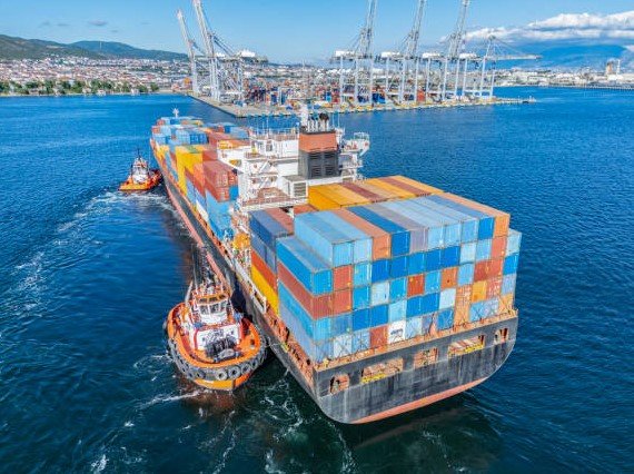container ship at port