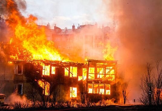 house fire scene