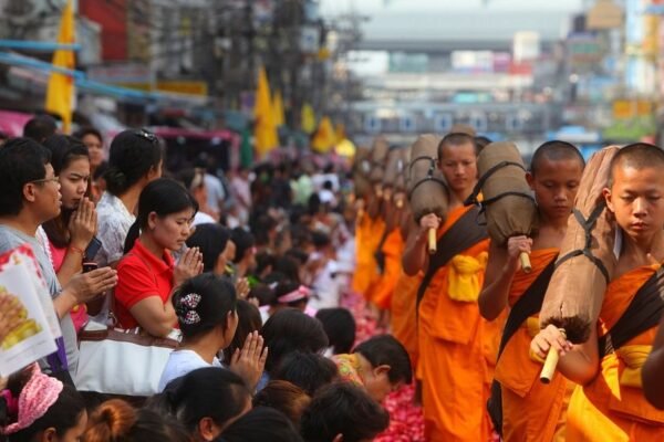 Buddhist monks walking Georgia road