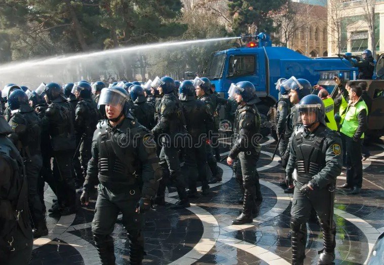 Tbilisi protest water cannon police chemicals