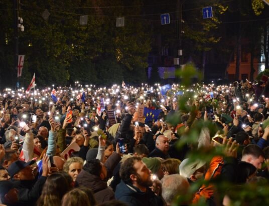 protesters in Tbilisi