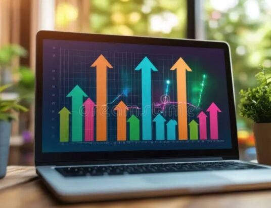 Georgia Capital stock chart rising on laptop screen 2026