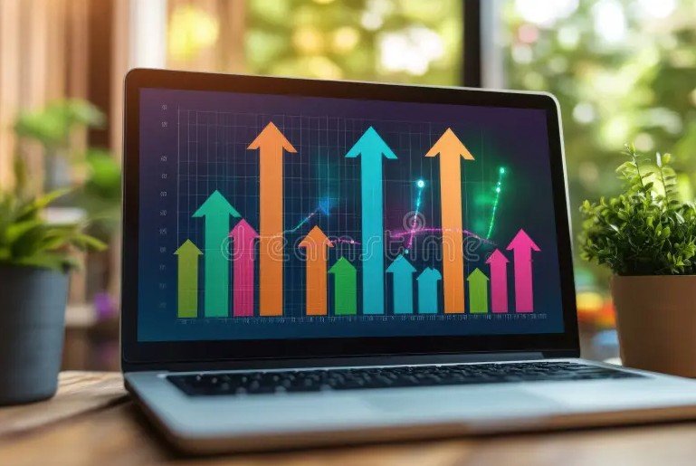 Georgia Capital stock chart rising on laptop screen 2026