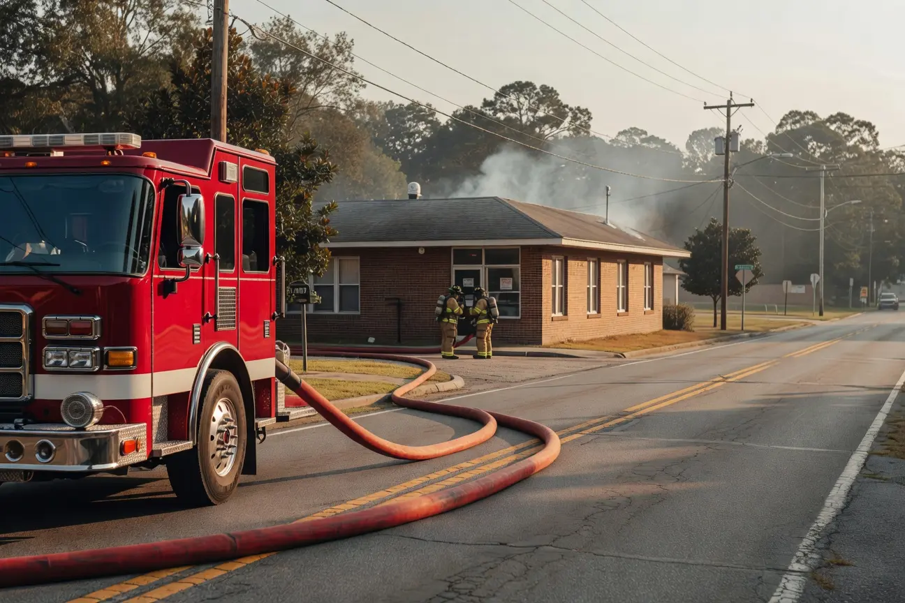 Albany fire crews respond to Whites Seafood blaze on Radium Springs Road.