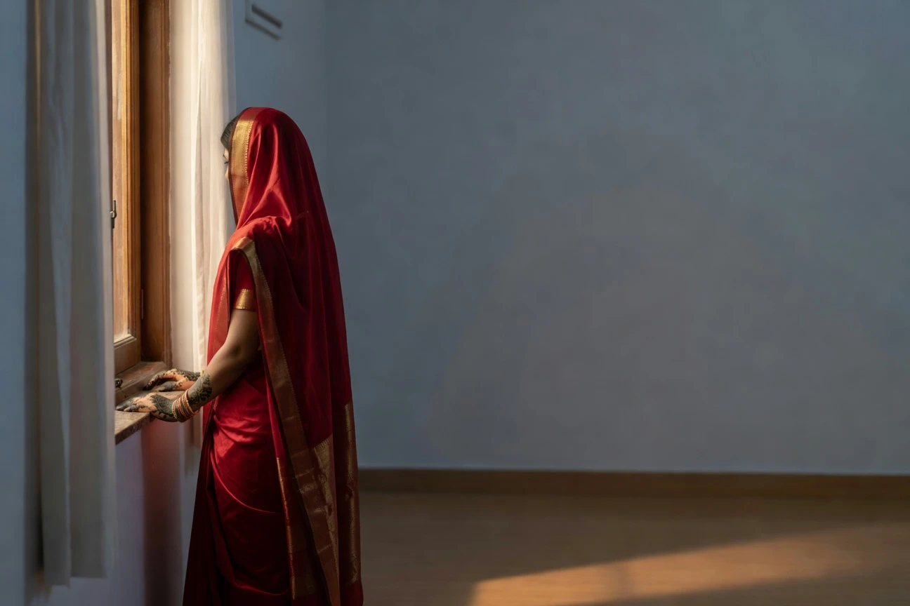Indian married women dowry harassment crisis and financial independence message.