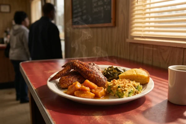 K&K Soul Food Atlanta Bankhead legacy soul food restaurant cafeteria plate.