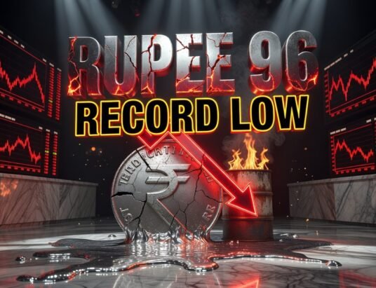 rupee record low sensex nifty weekly decline oil crisis