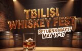 whiskey festival tasting table with global whiskies
