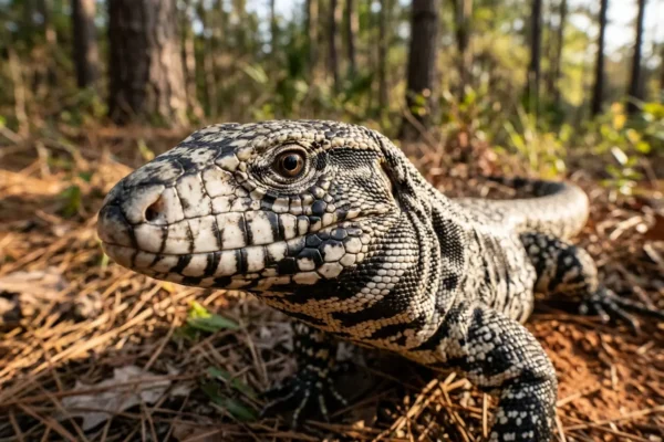Argentine black and white tegu invasive lizard in Georgia
