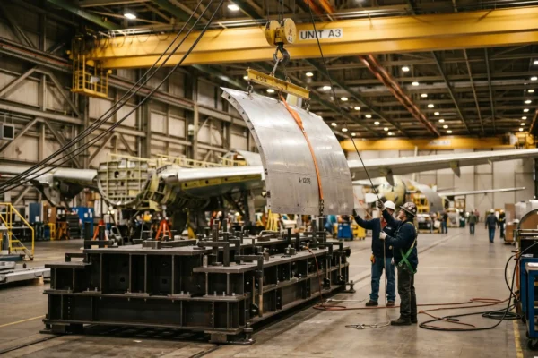 first Swiss F-35A bulkhead at Marietta assembly line