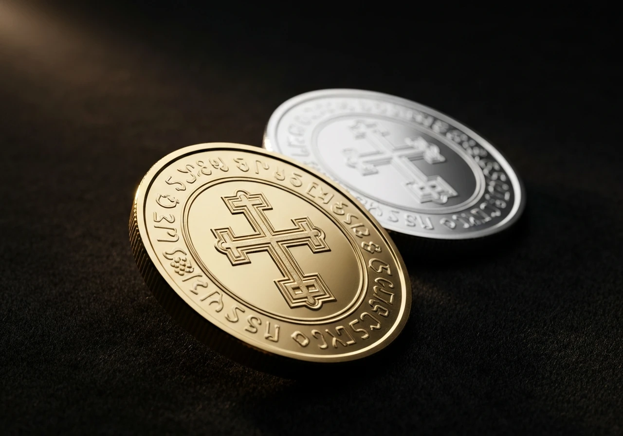 Georgia collector coins marking 1700 years of Christianity in gold and silver.