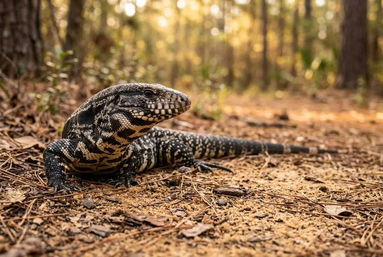 Invasive Argentine black and white tegu lizard confirmed living wild in southeast Georgia counties.