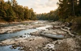 Middle Georgia drought relief and low Ocmulgee River water levels near Macon.