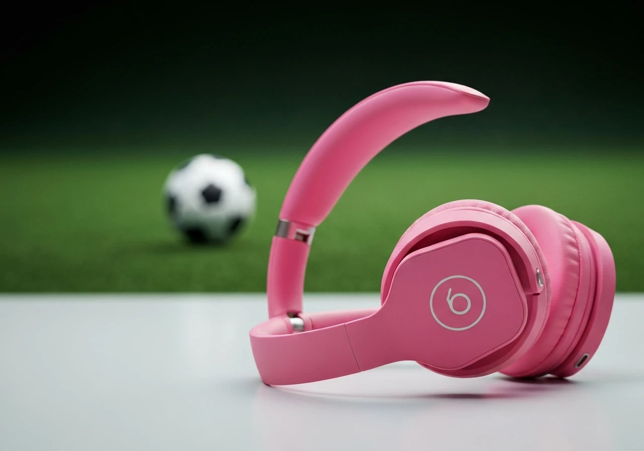 New pink Beats over-ear headphones teased by Lamine Yamal before the World Cup.
