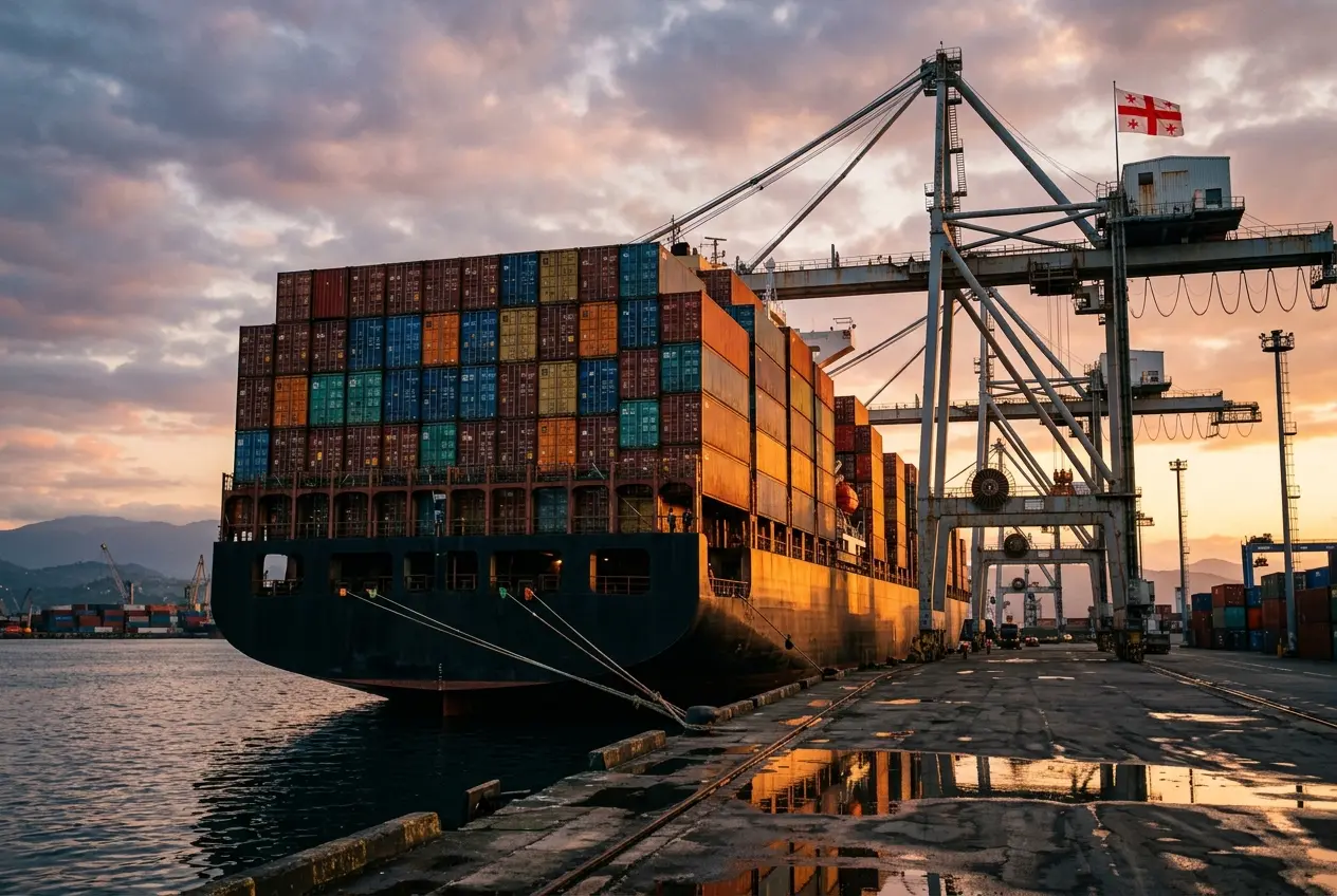 Georgia country exports June 2026 petroleum surge container ship