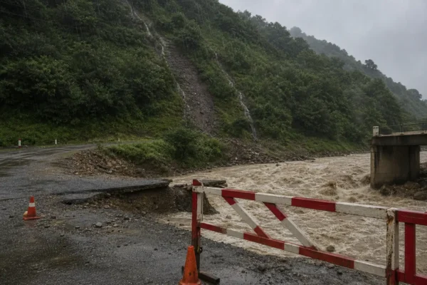 Georgia Imereti region flooding closes Kutaisi Lentekhi highway