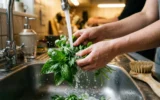 Hand washing fresh produce to prevent Cyclospora parasite