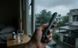 Insulin pen with visible condensation in humid monsoon air