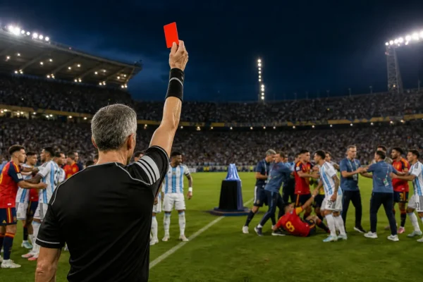 Leandro Paredes Eric Garcia throat grab World Cup final brawl