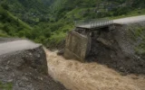 Shenako bridge flood damage cuts off Tusheti villages Georgia