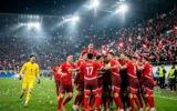Switzerland football team celebrating 2026 World Cup quarterfinal