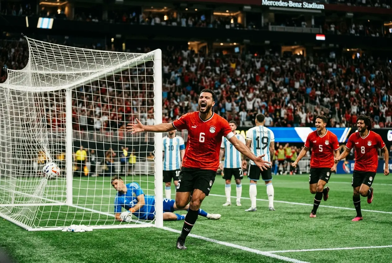 Yasser Ibrahim celebrates Egypt goal against Argentina World Cup 2026