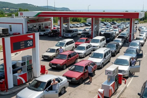 Abkhazia Rosneft station fuel shortage 20 liter limit queues