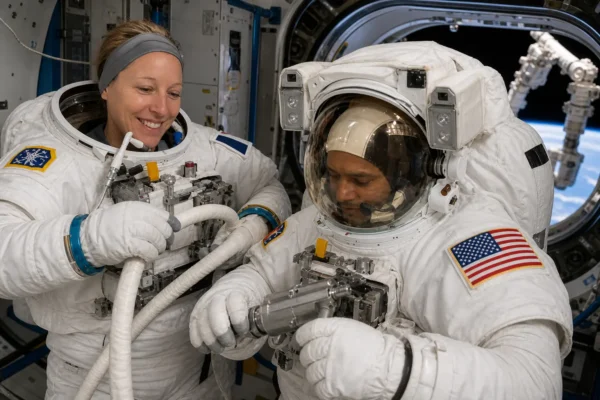 Anil Menon Sophie Adenot ISS spacewalk antenna replacement prep