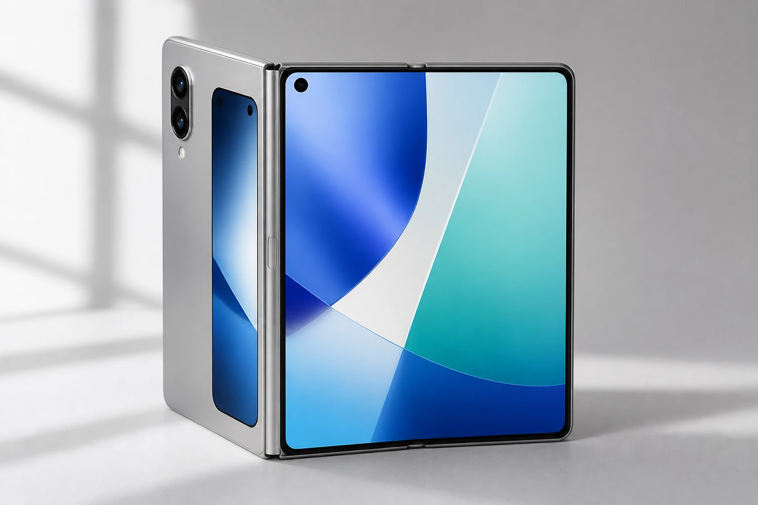 Apple foldable iPhone Ultra book style open display titanium