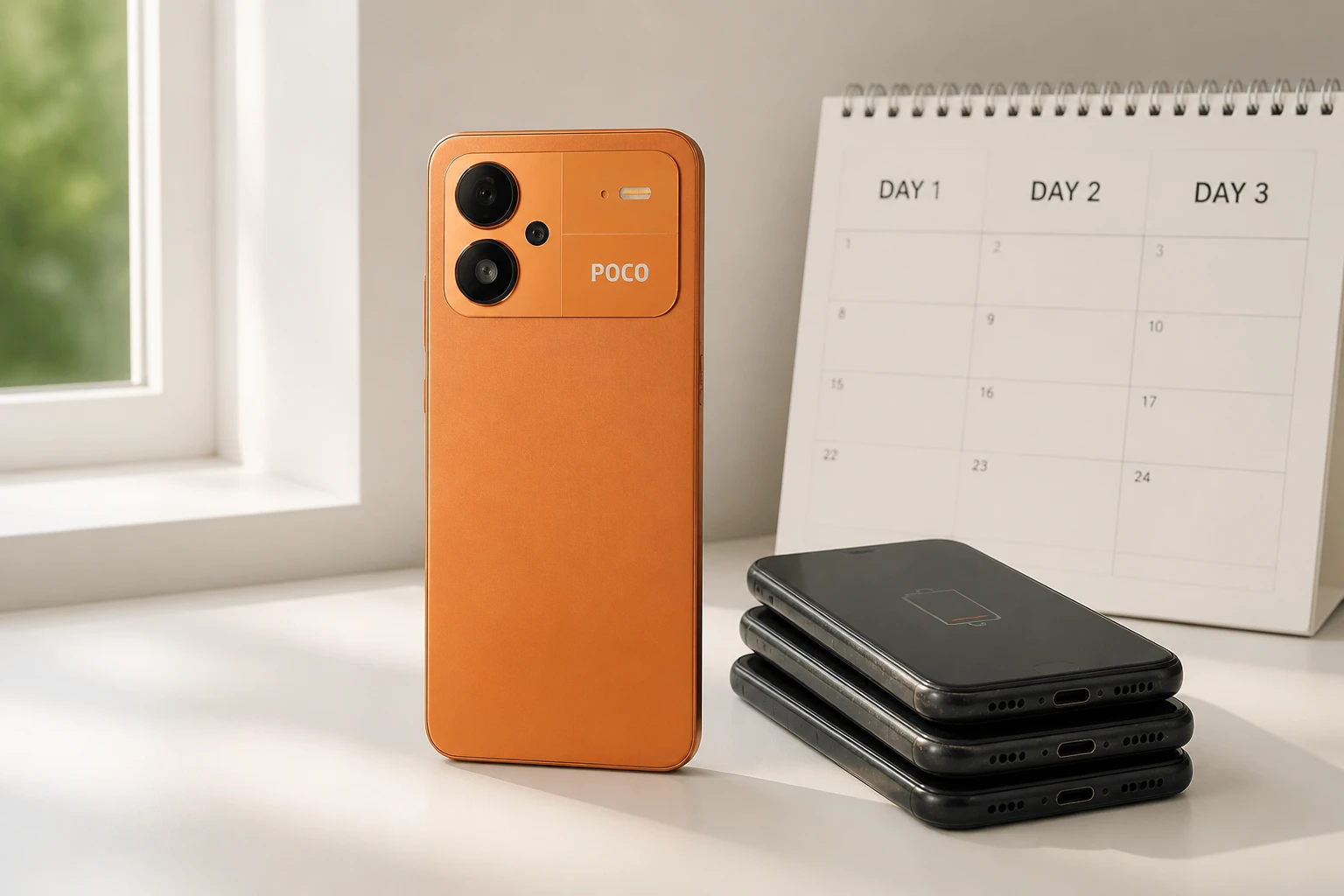 Poco M8 Power 8000mAh battery phone India launch Blaze Orange