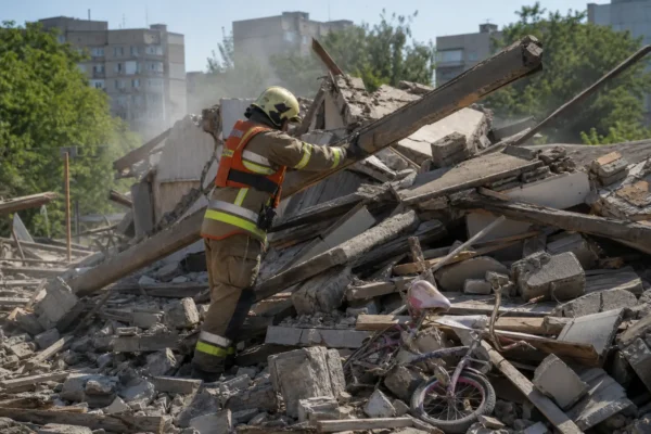 Russian guided bomb strike Sumy two girls killed rubble