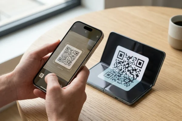 Samsung Smart Switch QR code iPhone to Galaxy Z Fold8 transfer