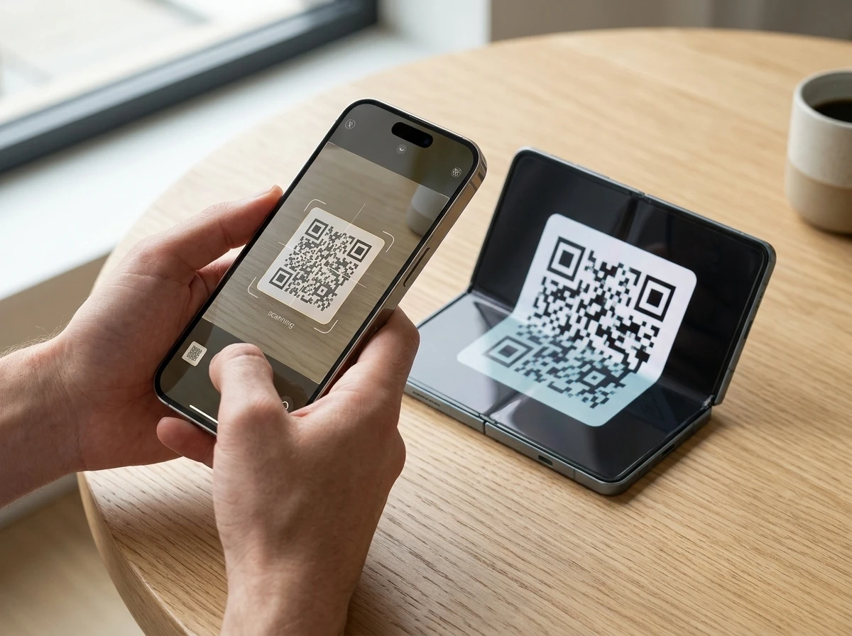 Samsung Smart Switch QR code iPhone to Galaxy Z Fold8 transfer