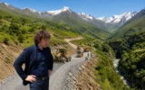 Shkmeri Mravaldzali road construction Racha Georgia mountains