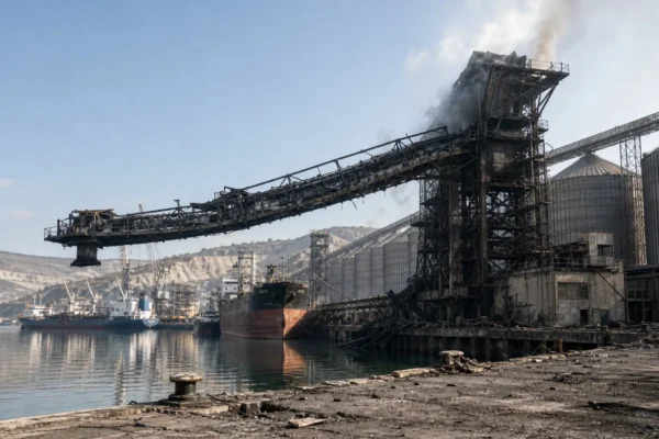 Ukraine strike damage Novorossiysk Black Sea port grain terminals