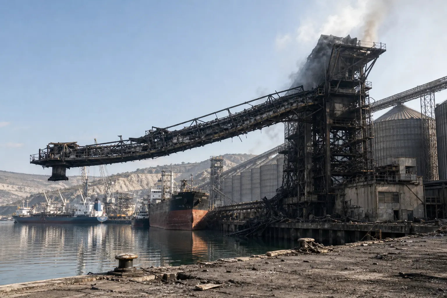 Ukraine strike damage Novorossiysk Black Sea port grain terminals