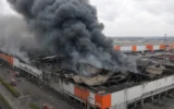 Wildberries warehouse fire drone strike Russia Chekhov Leningrad