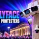 Georgia Polyface Russian face software fines protesters