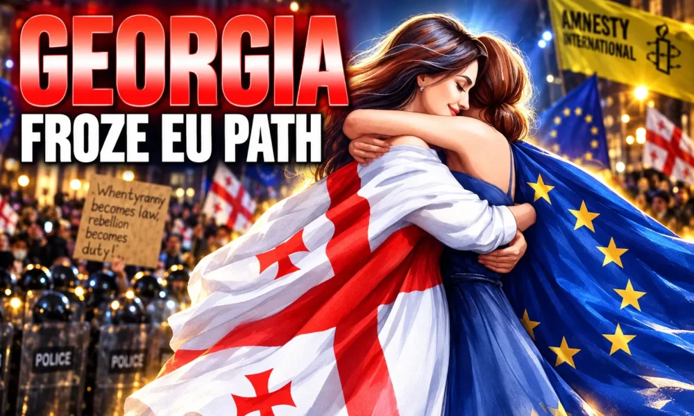 Georgia foreign agent laws protest crackdown EU freeze