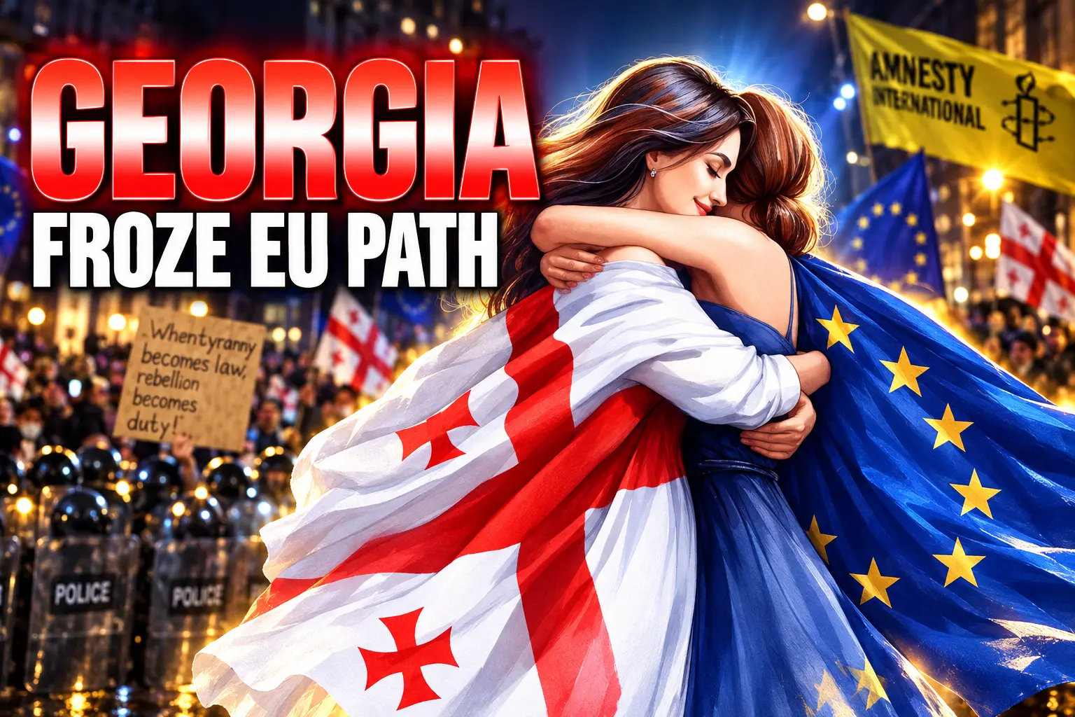 Georgia foreign agent laws protest crackdown EU freeze