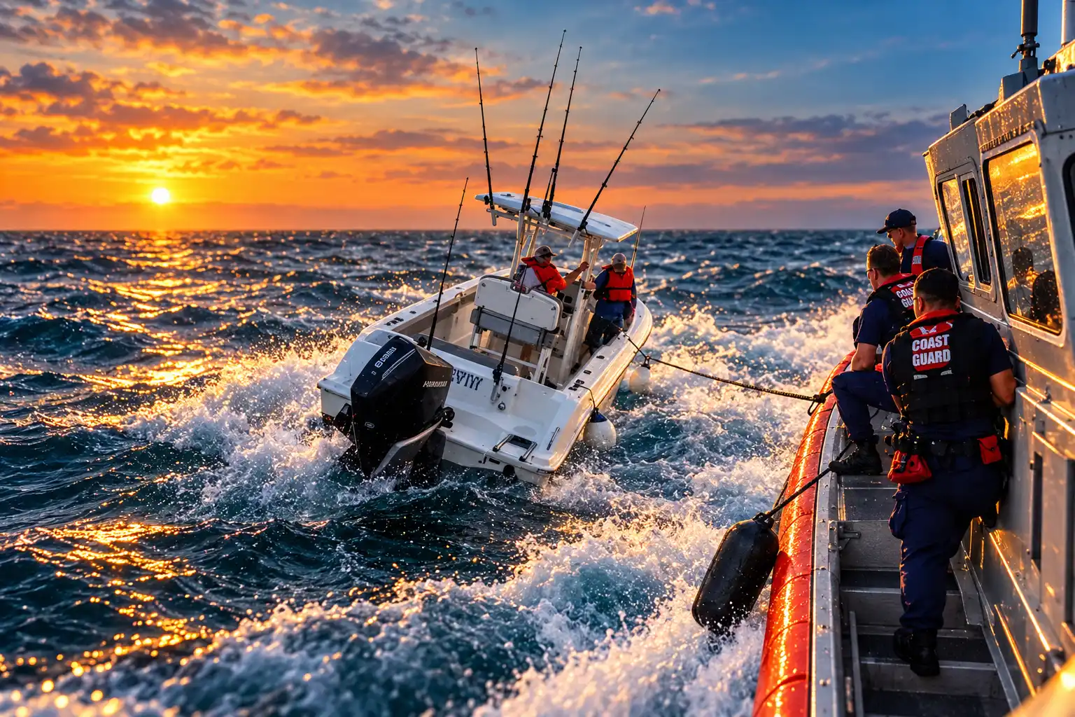 Station Tybee Coast Guard rescue seven flooding boat Georgia