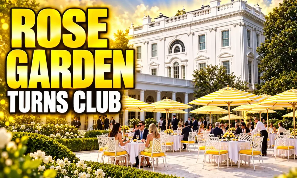 Trump White House Rose Garden stone patio club renovation