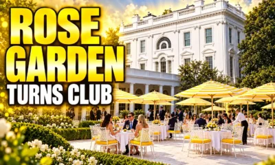 Trump White House Rose Garden stone patio club renovation