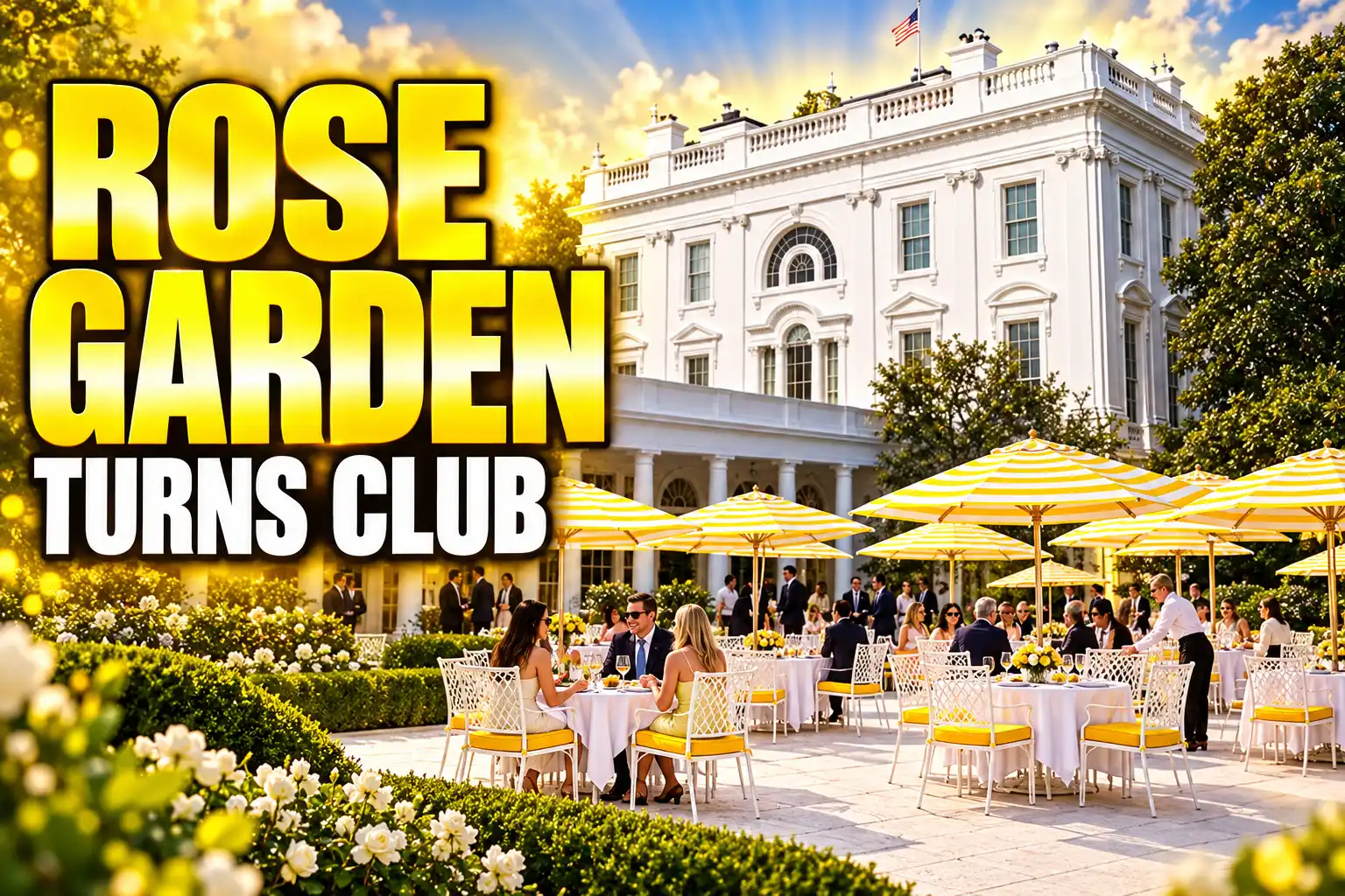 Trump White House Rose Garden stone patio club renovation