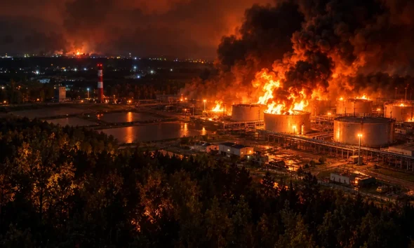 Volodarskaya jet-fuel station burns near Moscow