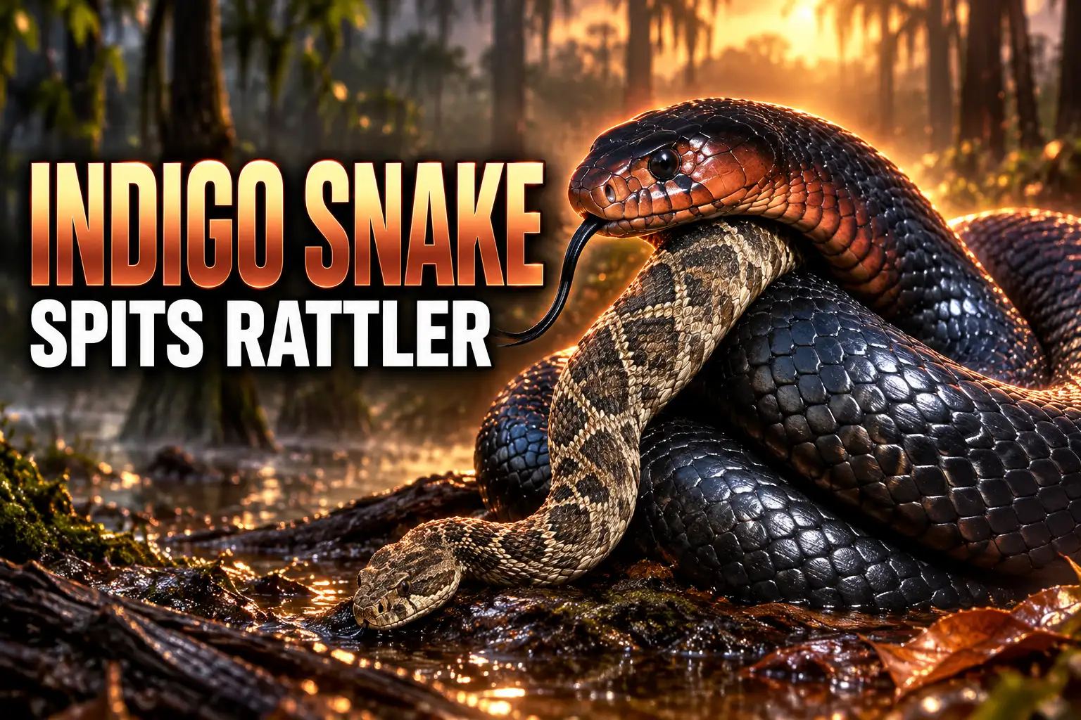 eastern indigo snake regurgitates live Georgia rattlesnake