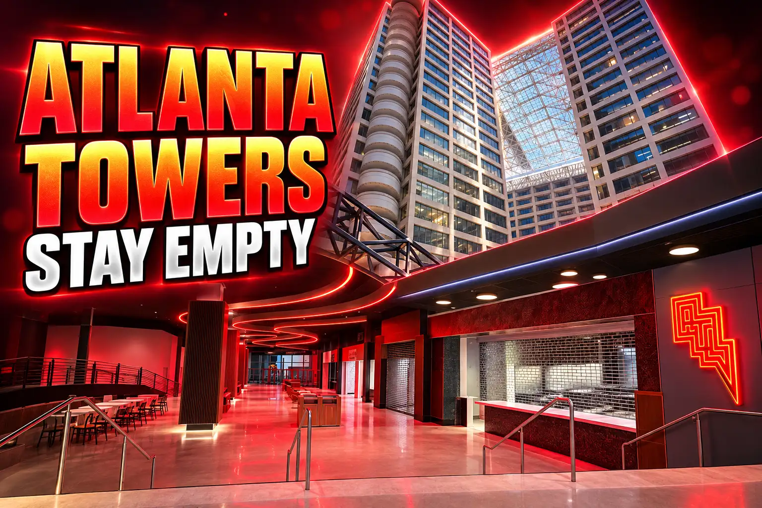 former CNN Center food hall towers still empty