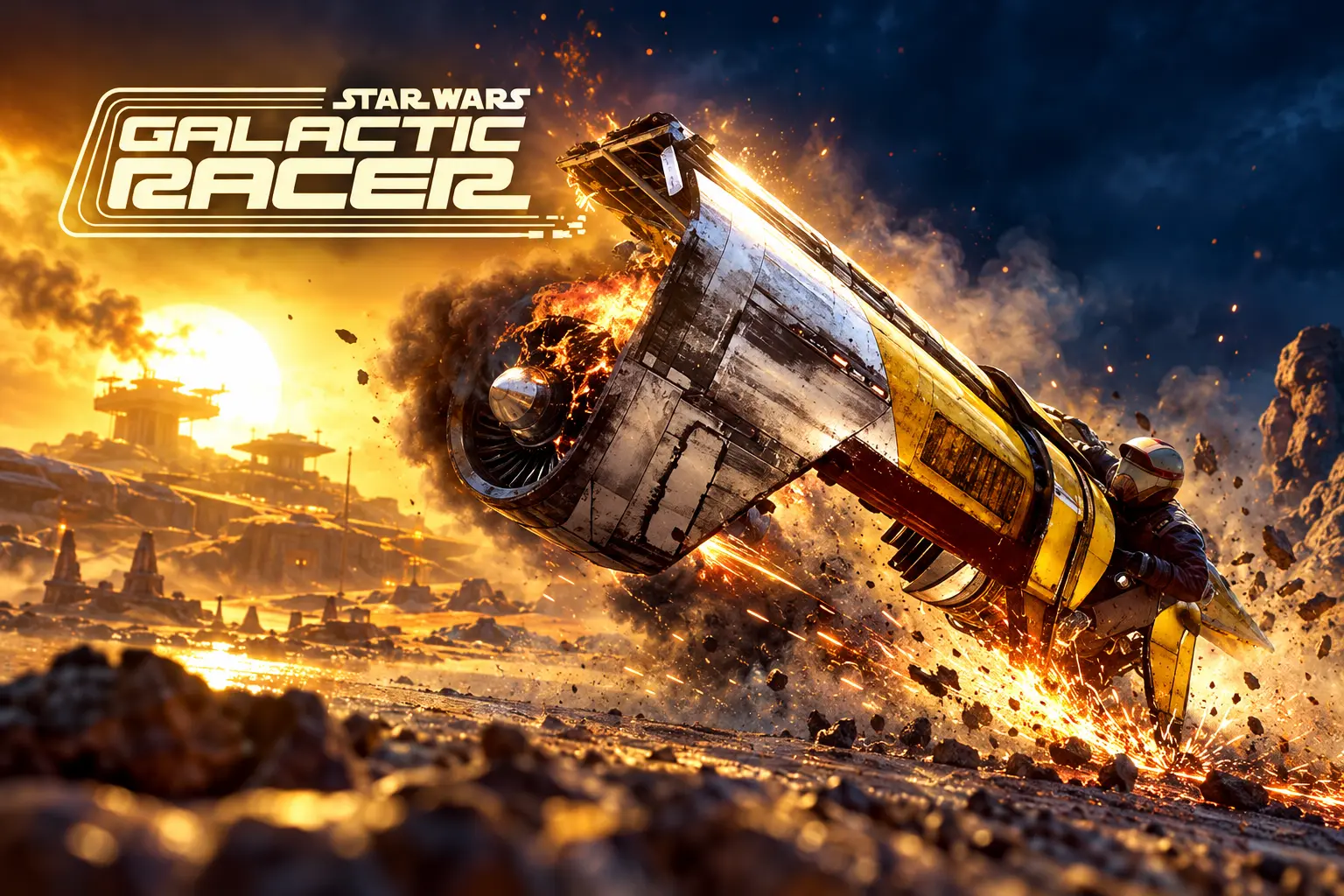 Star Wars Galactic Racer eight-second crash